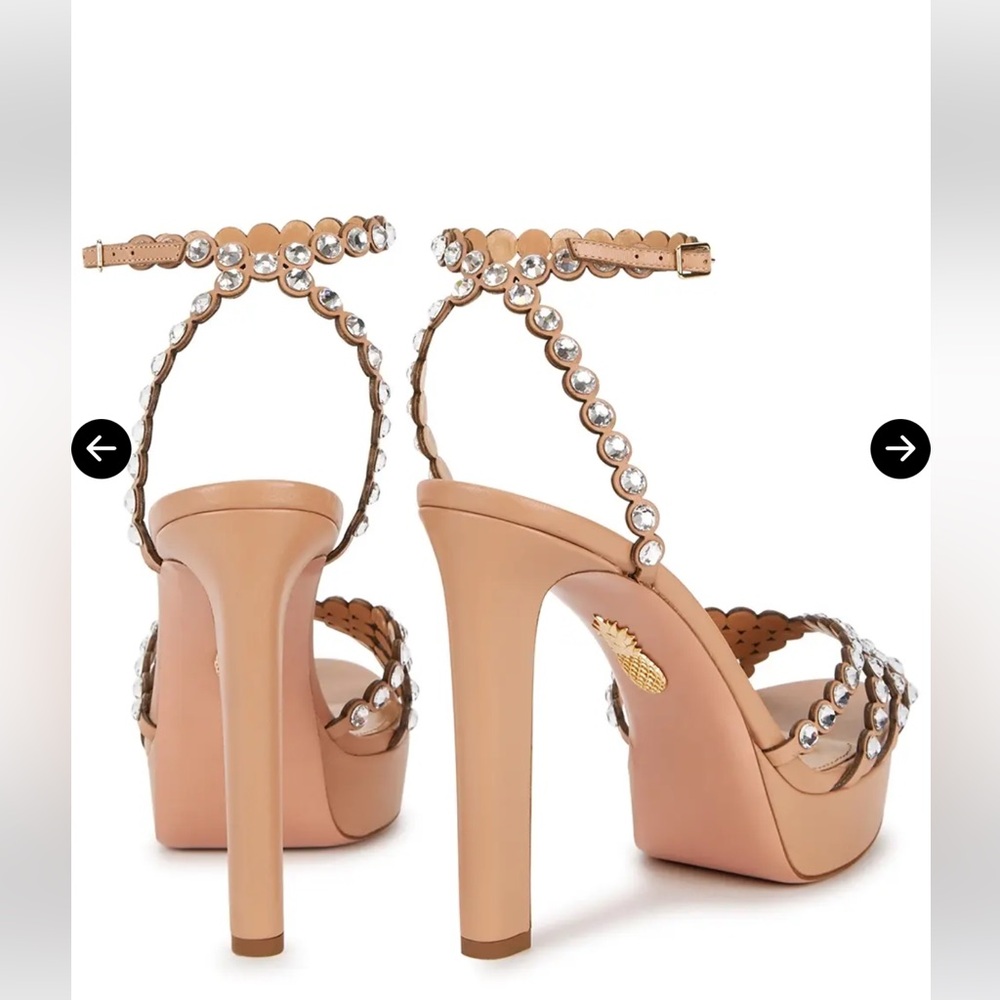 Aquazzura Tequila Plateau 120 Embellished Leather Sandals - Picture 10 of 12